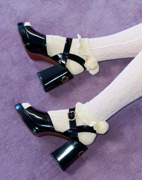 Valentino Fawcette Platform Sandal In Polished Calfskin 100Mm - Image 2